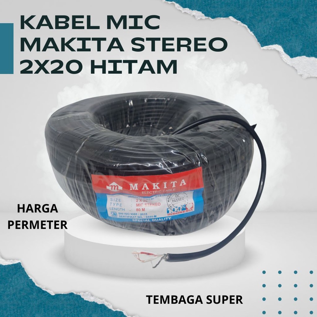 Kabel Makita Mic Stereo 2x20 | Kabel Hitam Lembut dan Tahan Tekuk