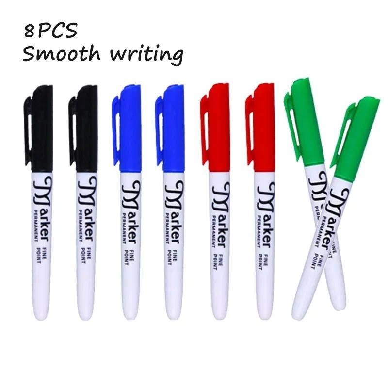 

8PCS Quick-drying Color Marker Pens, Permanent Marker Pens, Black & Blue & Red & Green, Non-Fading & Quick-Drying