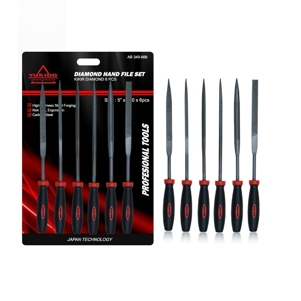 YUKIDO Kikir Mini Set 6pcs Kikir Gorok Kikir Mini Emas KIKIR BESI PLAT - BULAT - KOTAK - SEGITIGA - 