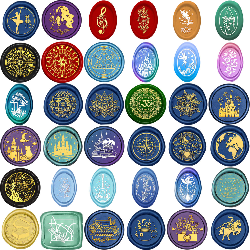 

Oval/Round/Sqaure Wax Seal Stamps Mandala Bouquet Castle Mixed Constellations Pattern Wax Seal Stamper for Greeting Card Craft