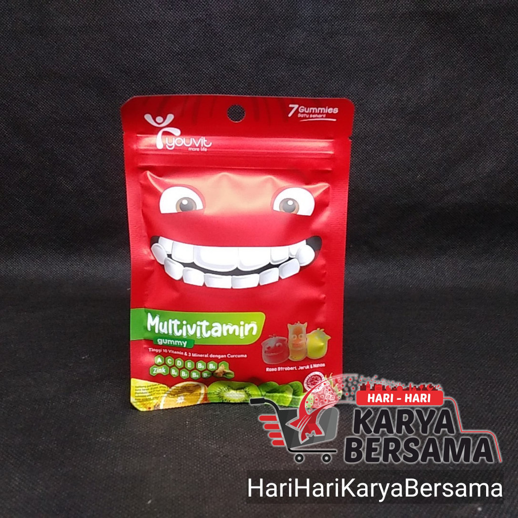 

MAKANAN RINGAN PERMEN GUMMY YOUVIT MULTIVITAMIN 7 DAYS 28GR