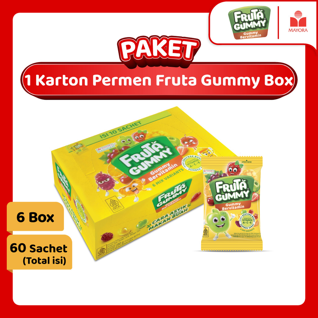 

Paket 1 Karton Permen Fruta Gummy 250 Gram