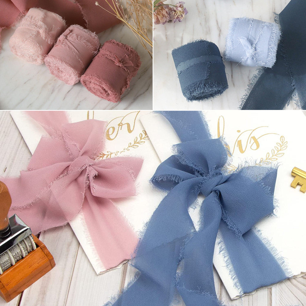 

1 Roll Chiffon Silk Ribbon for Invited Wedding Decoration 4cmx5M Rose Pink Ribbons for Bridal Bouquets Gift Wrapping Table Decor