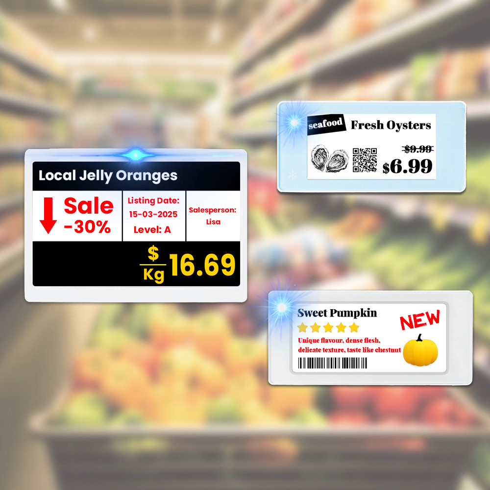 

Four Color 2.13/2.9/7.5 Ble Esl Supermarket Digital Price Tags Electronic Shelf Label For Shop