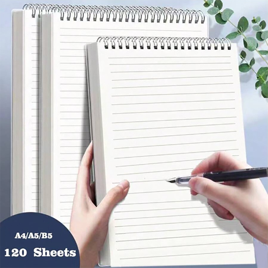 

A4 B5 A5 Thickened Coil Notebook Flipped Up 120 Sheets/240 Pages Line Notebook Notepad School Office Supplies