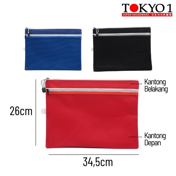 

Tokyo1 A4 Fastener Pocket Tas Penyimpanan 328938 - merah biru hitam, tas