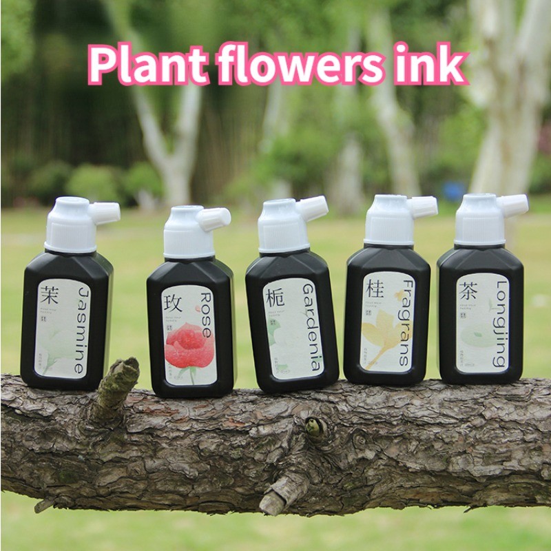 

100ml Plant Flower Scented Ink Thick Black Watercolor Pigment Students Brush Calligraphy Chinese Painting Practice Art Supplies