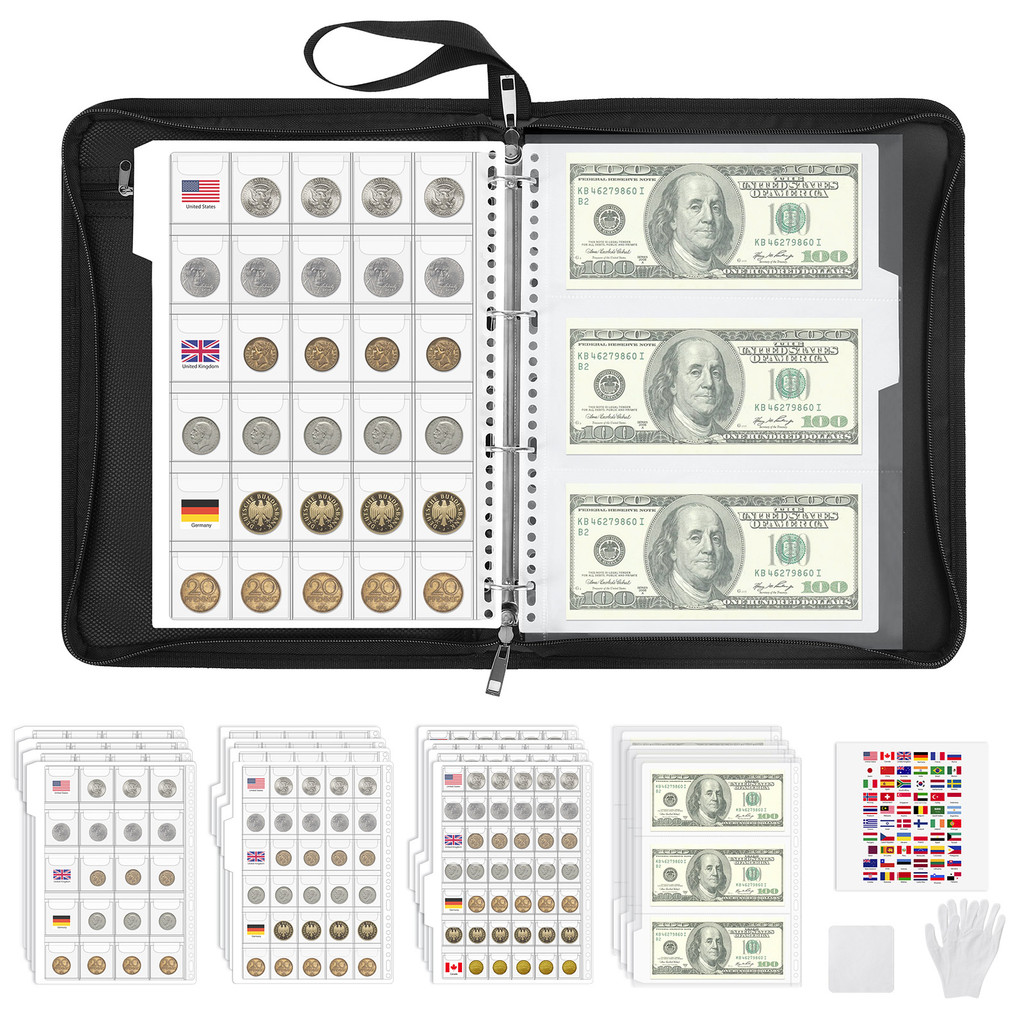

MoKo Coin Collection Book 356 Pockets Fireproof Coin Album Collection Holder 36 Sleeves Currency Storage Binder Coin Collection