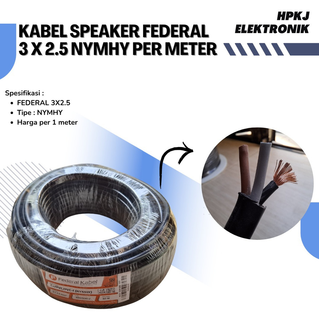 Federal Kabel Listrik Serabut Hitam NYYHY 3 x 2.5mm 3x2.5 mm