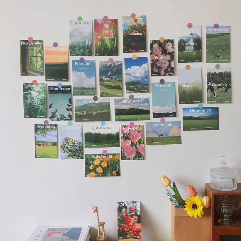 

30 Sheets Ins Beautiful Scenery Artistic Postcard,Room Background Wall Collage Kit Aesthetic Decorative Card,Aesthetic Pictures