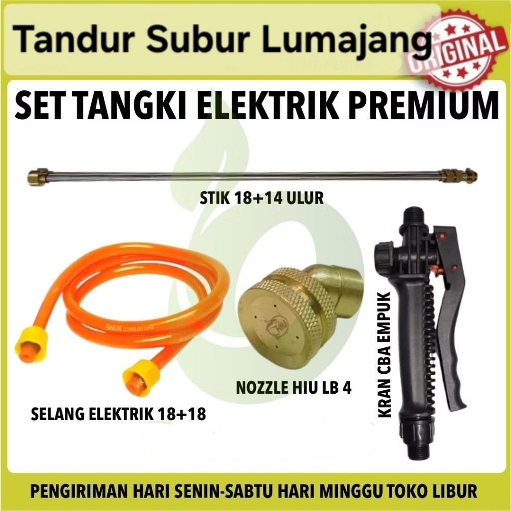 set tangki sprayer elektrik CBA DGW Handle Empuk Stik Teleskop Kuningan nozzle lubang 4 kabut
