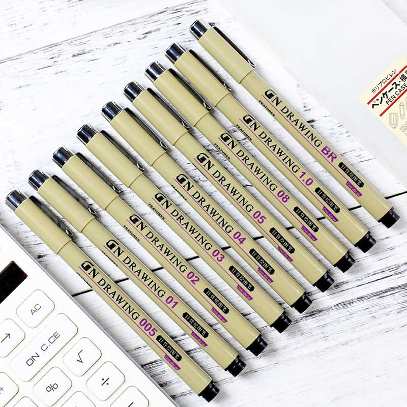 

1pcs Pigment Liner Pigma Micron Ink Marker Pen 0.05 0.1 0.2 0.3 0.4 0.5 0.6 0.8 Different Tip Black Fineliner Sketching Pens