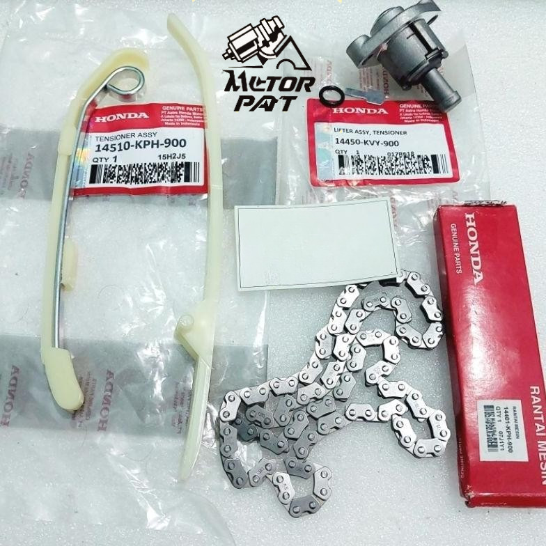 Promo Paket Rantai Keteng + Lidah Tensioner + Tonjokan keteng Supra X 125 Kharisma KPH