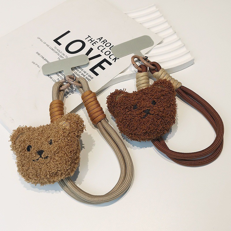 Boneka kartun lucu gantungan kunci ponsel-gantungan kunci tas boneka beruang coklat kecil