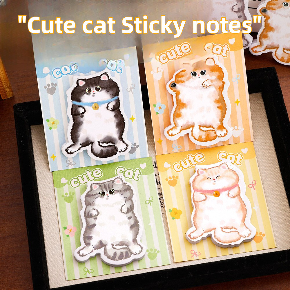 

5Pcs/Lot Cute Cartoon Cat Convenience Sticker Kawaii Kitten Girl Message Memo Pad Book Student School Stationery Sticky Note