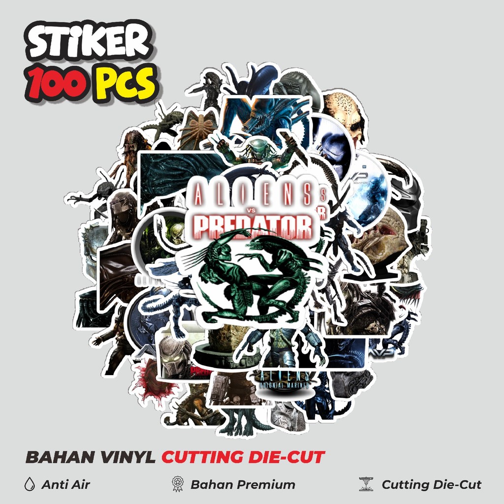 

Terbaru! 50 pcs Stiker Movie Series Alien vs Predator Karakter Mix 2 Dekorasi Lucu Kreatif untuk Notebook, Skateboard, HP