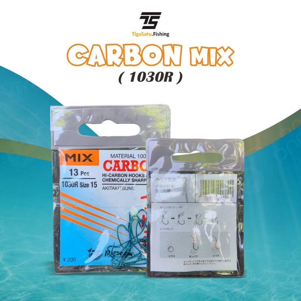 Mata Kail Akita Kitsune Carbon Mix 1030R Ukuran 0,1 0,3 Biru Jig Pancing Ikan