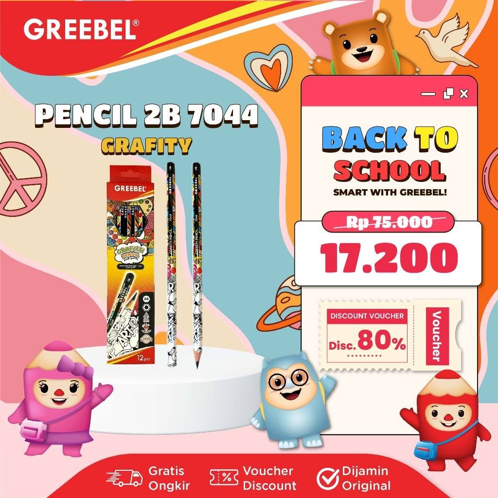 

Greebel Pensil Kayu 2B 7044 Grafity – 12 Pcs / Set Pensil Tulis & Gambar Karakter Harga Grosir Bisa Cod