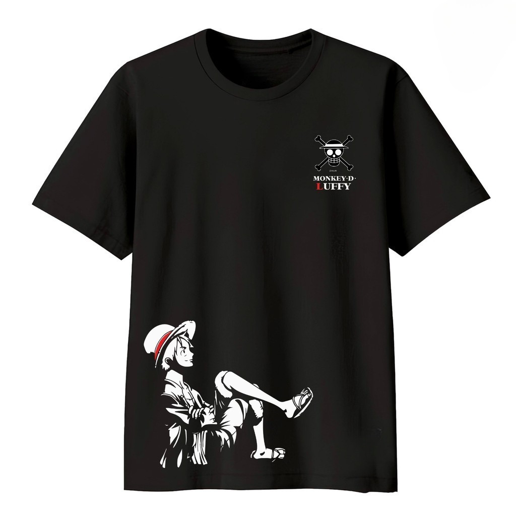 One Piece Luffy Relax: Baju Kaos Distro Unisex Kemeja Katun Santai dengan Desain Sablon KerenCOD
