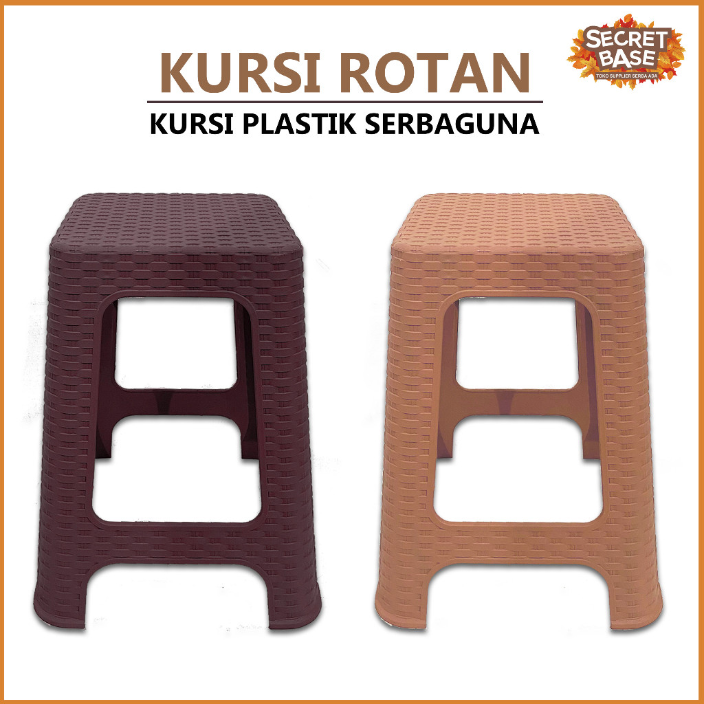 KURSI ROTAN - Kursi Plastik Tinggi / Bangku Tinggi Kokoh / Kursi Motif Rotan Murah