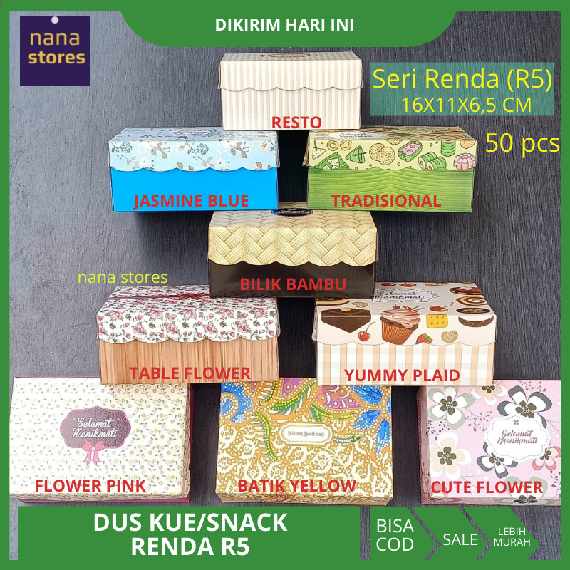 

50 Pcs Dus Kue Seri Renda R5 Untuk Snack Box Dengan Berbagai Motif
