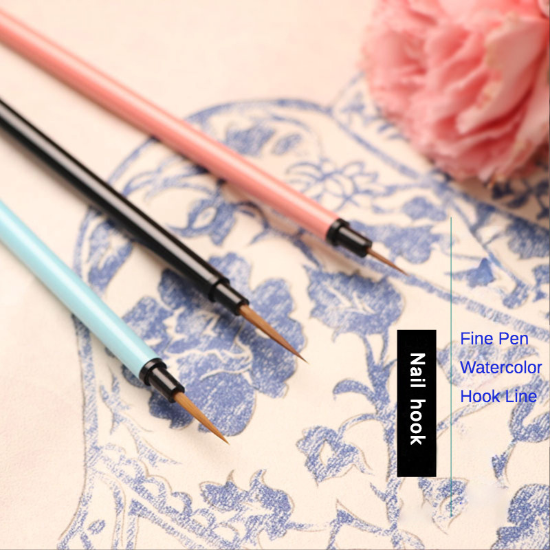 

Very fine color 3pcs set nylon durable steel rod nail art hook pen stroke watercolor gouache oil painting acrylic nail art brush