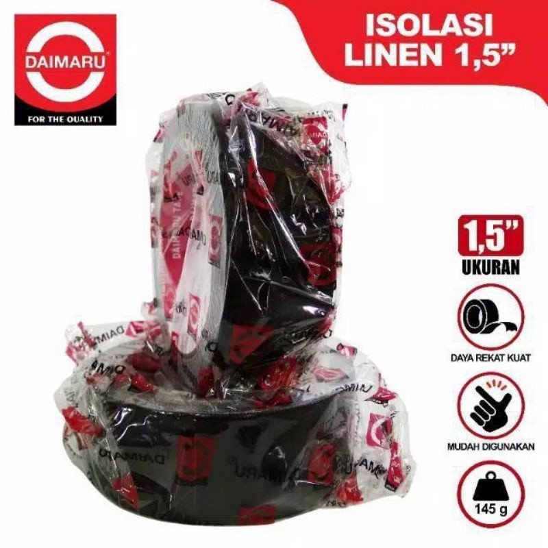 

Lakban kain/Linen hitam Daimaru 1.5" 36mmx12m ( 1 roll )