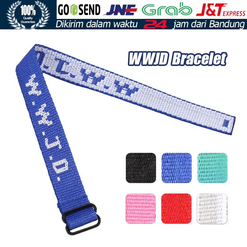 Gelang Motivasi Unisex WWJD / Kalimat Penyemangat Harian What Would Jesus Do / Tali Pita Katolik Kri
