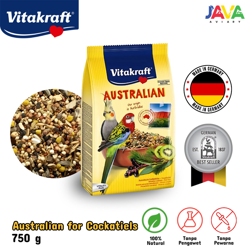 Vitakraft Australian for Cockatiels 750gr Makanan Premium Mix Burung Cockatiels Parkit Australia Fal