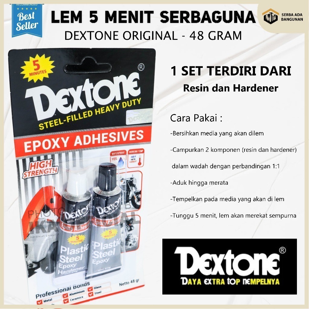 SAB Lem Dextone 5 Minute Asli original 100% Plastic Steel Epoxy / Lem Besi / Dextone Lem Besi Epoxy 