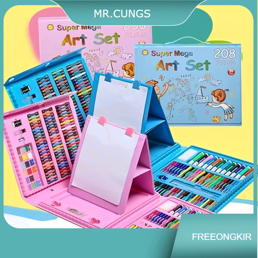 

crayon set 208pcs - alat tulis mewarnai / perlengkapan menggambar krayon anak set