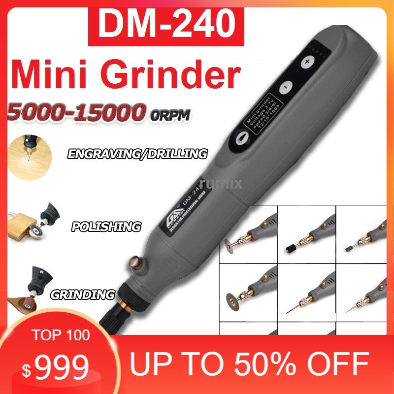 Grinder Mini Listrik Cordless Bor Mini Set 3 Kecepatan Grinding Mesin Poles USB Ukiran Pena Mata Bor