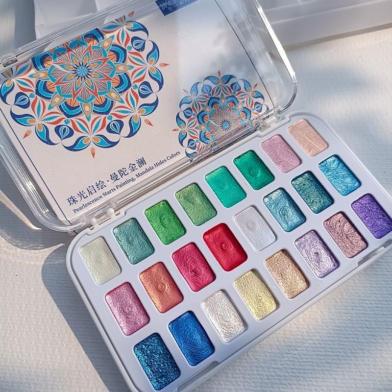 

Japanese pearlescent watercolor 24-color all-purpose and versatile watercolor pigments