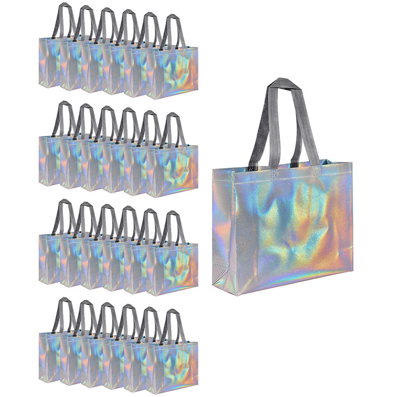 

1/5/10pcs silver reusable gift tote grocery shopping bags apply to bridesmaids birthday party wedding, bachelor party supplies