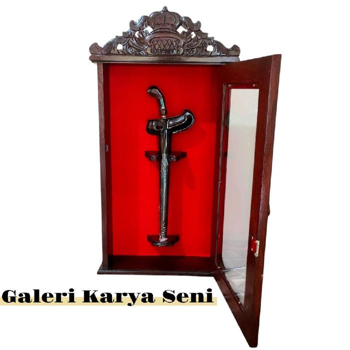 Kotak Box Almari Lemari Pusaka Isi 1 Model Gantung Kaca Akrilik Alusan Plitur Coklat Antik Termurah 