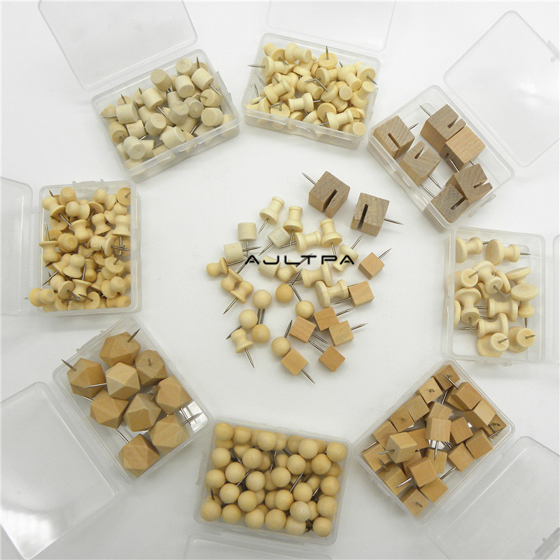 

30Sets Map Markers Wooden Push Pins Thumbtack Cork Board Pin Photo Wall Map Painting Tool Office School Supplies H77006