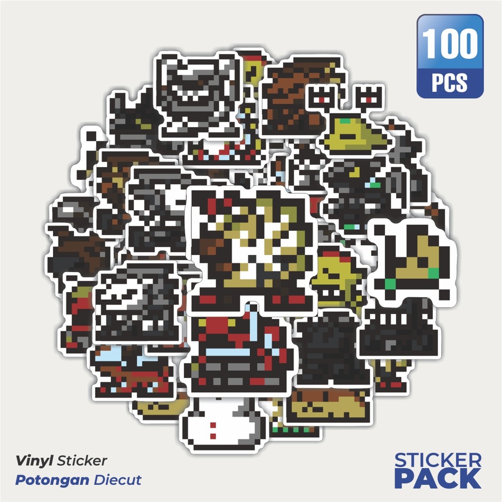 

100 PCS STIKER Stiker Pixel Digimon V46 Waterproof Aesthetic- Untuk Laptop, Motor, dan Helm - Paper Stationery Pack