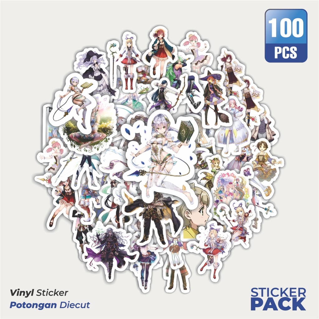 

100 PCS STIKER Stiker Game Series Atelier Sophie Karakter Mix Waterproof Aesthetic- Untuk Laptop, Motor, dan Helm - Paper Stationery Pack
