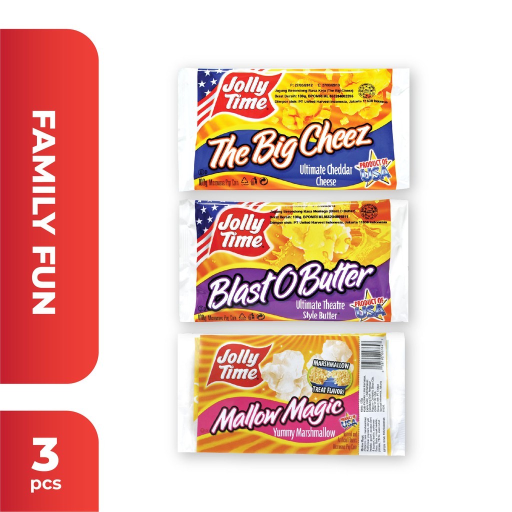 

Emama.store Jolly Time - Paket Family Fun (1BOB, 1TBC, 1MM) - Mircowave Popcorn