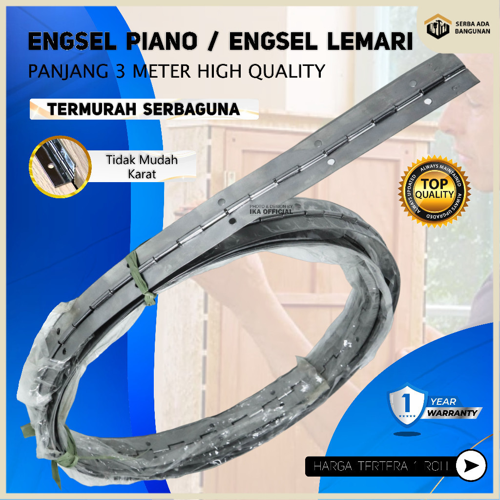 SAB Engsel Piano 3 Meter / Engsel Lemari besi dapur/ ENGSEL PANJANG METERAN /ENGSEL LEMARI PER 3 MET