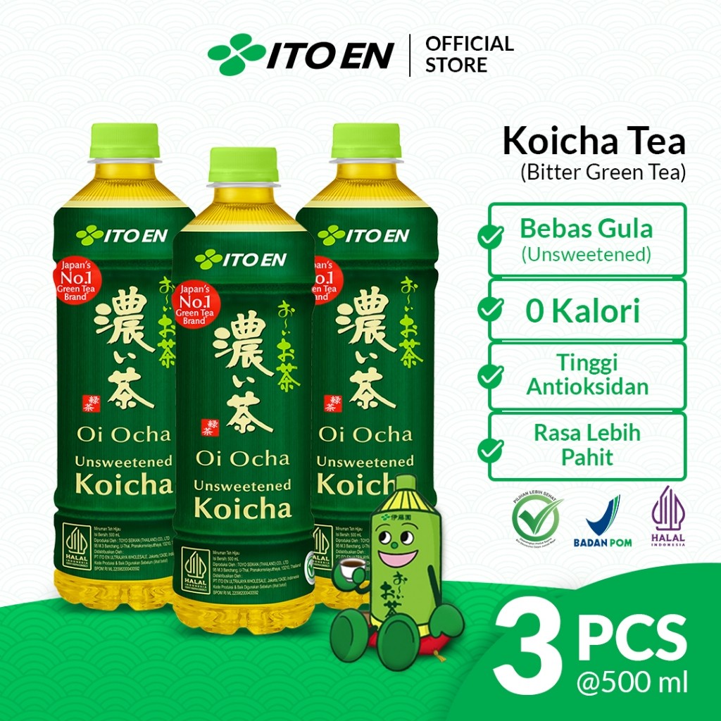 

ITO EN Koicha Green Tea No Sugar 500ml 3 pcs - Teh Hijau Jepang Tanpa Gula Sehat Antioksidan