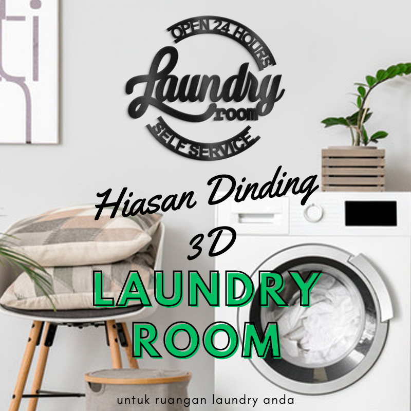 Hiasan Dinding Unik Estetik 3D Timbul "LAUNDRY ROOM" hd009