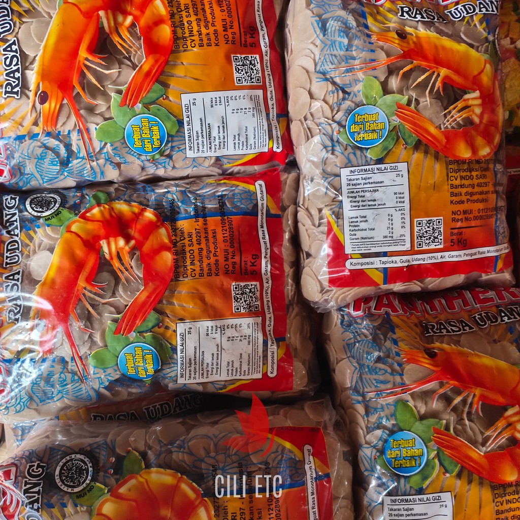 

[ 5kg ] Kerupuk Panther Indosari Putih Rasa Udang Mentah Mekar Goreng Gurih Enak - CILI ETC