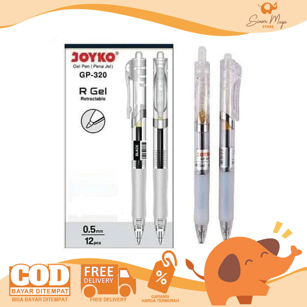 

Joyko Pulpen Gel Pen GP-320 R Gel 0.5mm Black / Ballpoint Hitam Murah Berkualitas
