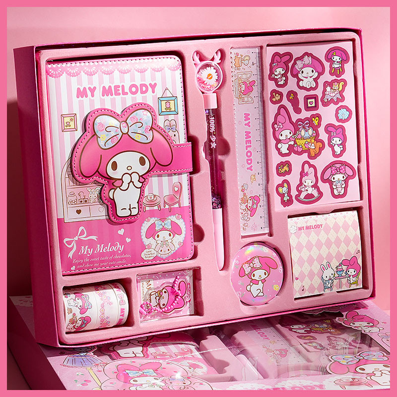 

Sanrio Handbook Stationery Set Gift Box My Melody Kuromi Notebook Gel Pen Cartoon Diary Notepad Kawaii Girl Student Stationery