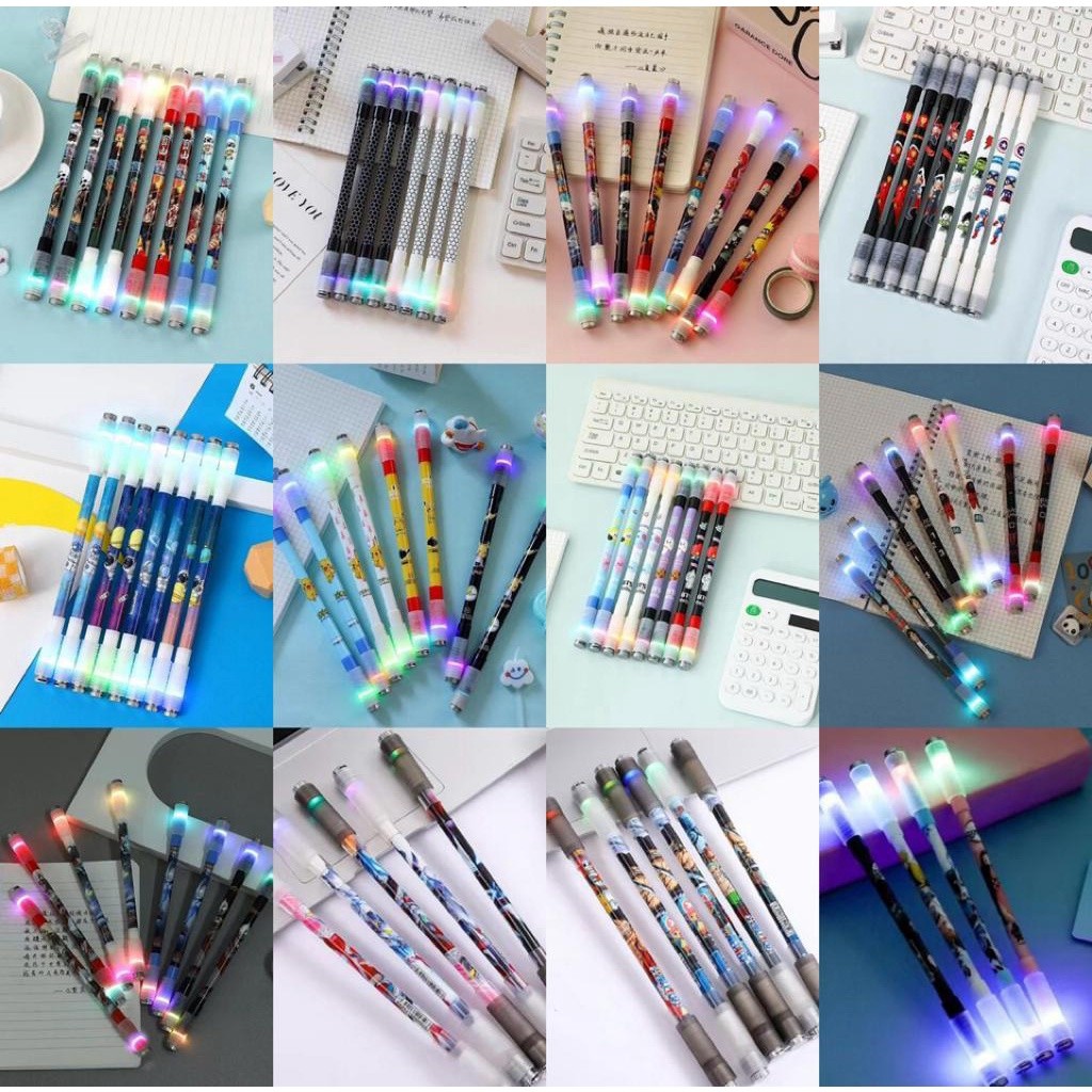 TSB Pulpen Spinning LED Original Anime Spinning Pen Light Balance Pen Oily Pen Fingers Flexible