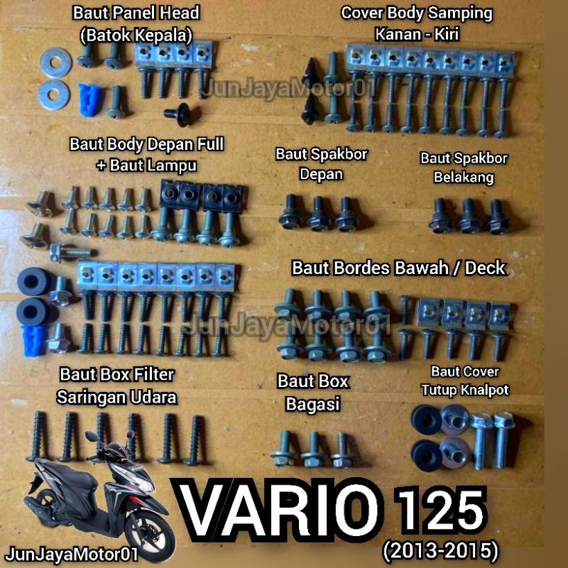 COD / Promo / Original / Baut Lengkap Full Set Body Vario 125 Old / Baut Lengkap Full Set Bodi Vario