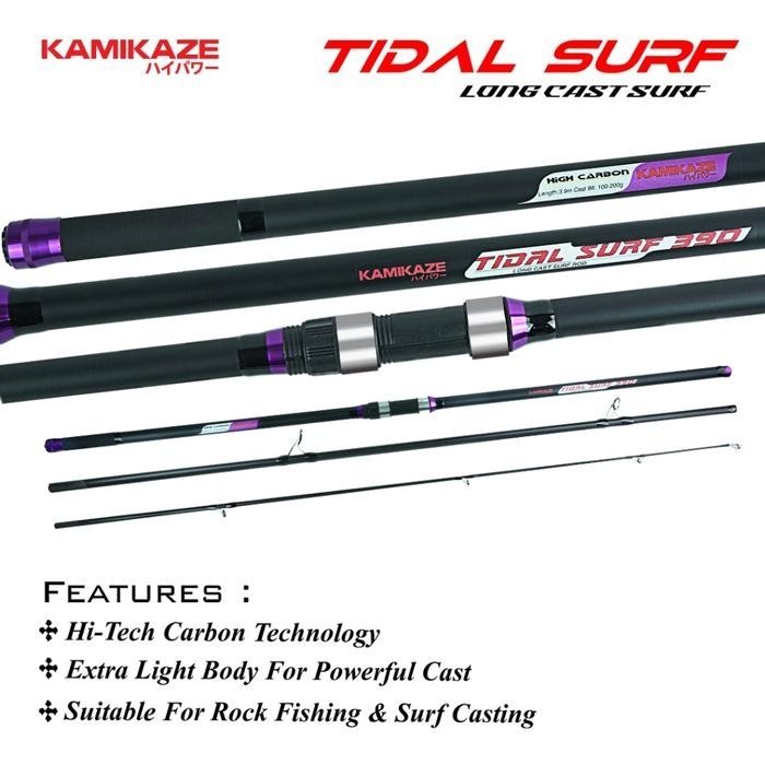 KAMIKAZE Joran Spinning TIDAL SURF Hi-Carbon Blank Material Joran Pancing Sambung 3 360CM - 450CM Un