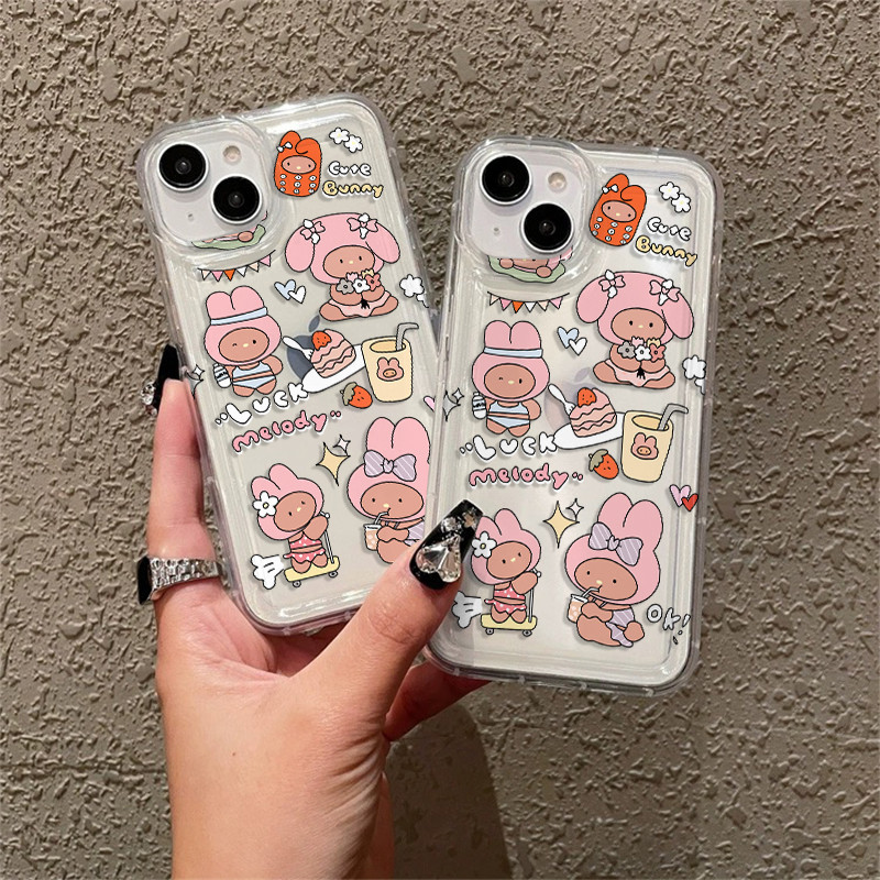 Casing ponsel Cute cartoon pink Melody bening Case hp iPhone 15 14 13 12 11 Pro Max IP 11 8 7 6 Plus