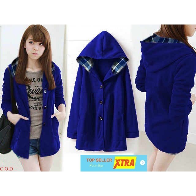 Pusat Baju Jaket Melda elektrik RO Jaket wanita babyterry biru elektrik Supliyer Fashion